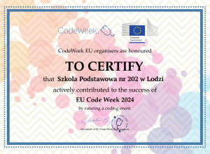 Zdobyliśmy Europejski Certyfikat CodeWeek 2024