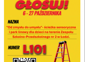 Projekt w Budżecie Obywatelskim - Od zmysłu do umysłu- ścieżka sensoryczna i park linowy dla dzieci na terenie Zespołu Szkolno-Przedszkolnego nr 2 w Łodzi (L 101)