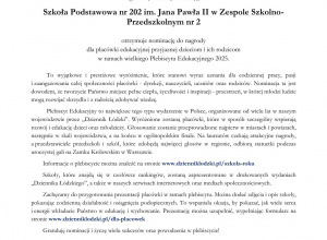 Nasza szkoła i przedszkole z nominacjami w Plebiscycie Edukacyjnym 2025!